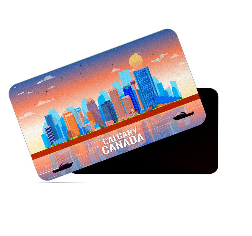dhcrafts Rectangular Rubber Fridge Magnet / Magnetic Card Multicolor Canada Calgary Design Pack of 1 (8.6cm x 5.4cm)